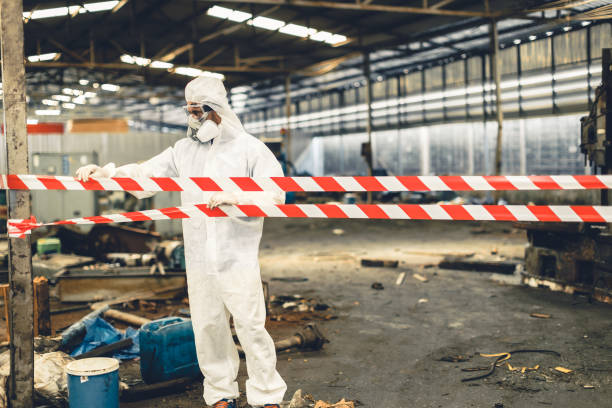Professional Biohazard Cleanup technician working in Garden City, MI